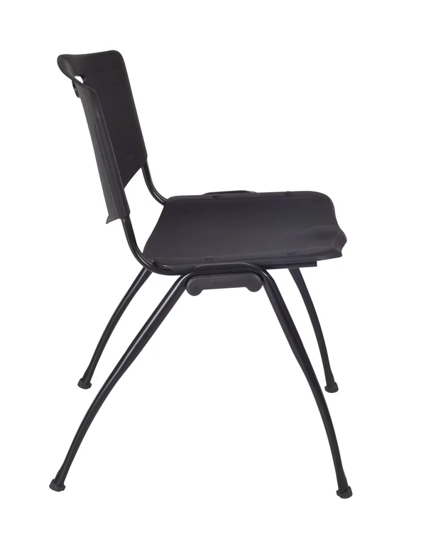 Cain 42x22 Round Breakroom Table- Beige & 4 &M& Stack Chairs- Black