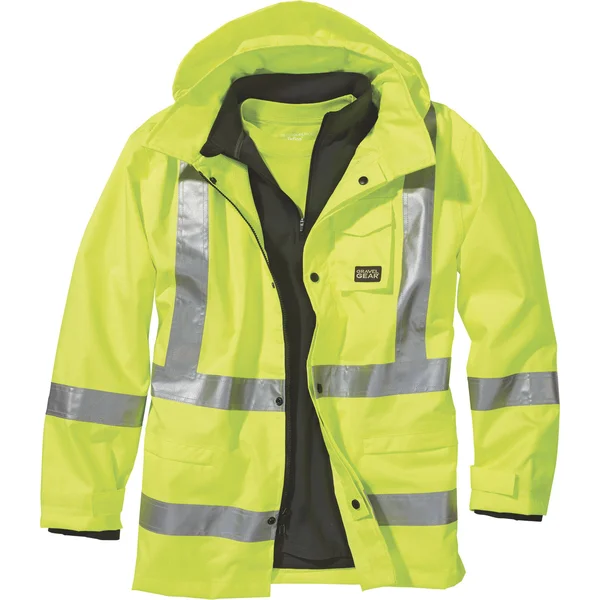 Gravel Gear 300 Denier Ripstop - Mens High-Vis Rain Jacket - Medium