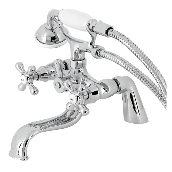 Kingston Brass KS227C Kingston Deck Mount Clawfoot Tub Faucet with Hand Shower Polished Chrome