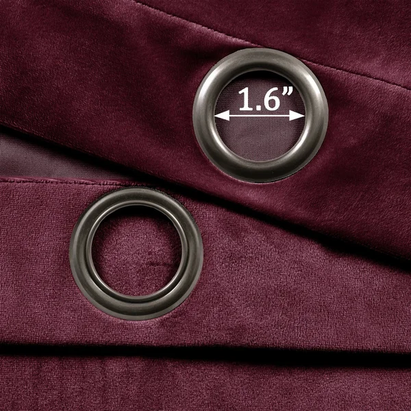 Prima Velvet Solid Room Darkening Window Curtain Panels Plum 38X95 Set