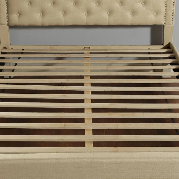 Furniture of America Creu Transitional Button Tufted Platform Bed - Beige - King