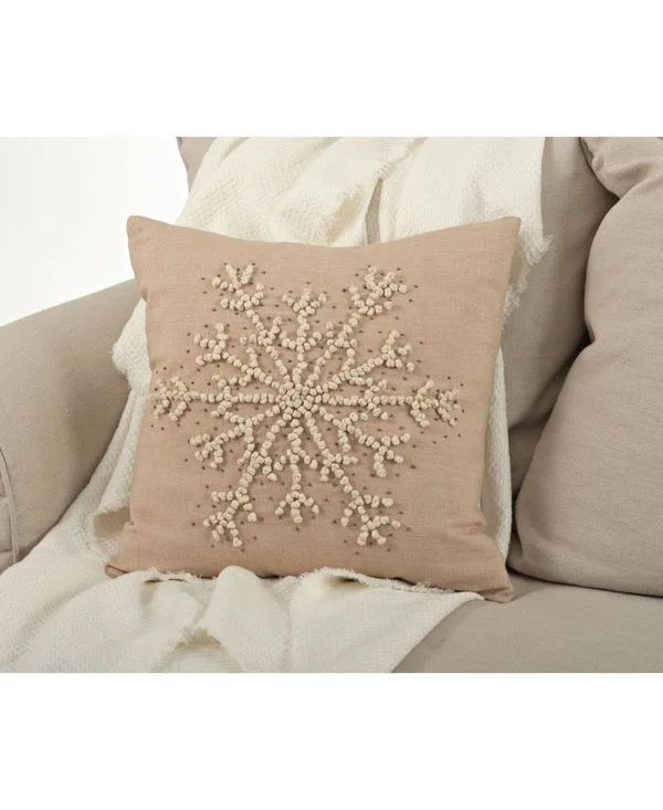 Saro Hand Knotted Snowflake Throw Pillows