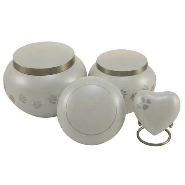 Extra Small Pearl, Pewter Odyssey Paw Print Pet Cremation Urn