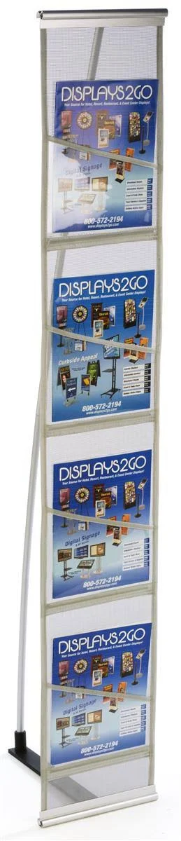 Trade Show Magazine Literature Rack, Portable, Floor Standing, Carry Bag (4 Pocket)