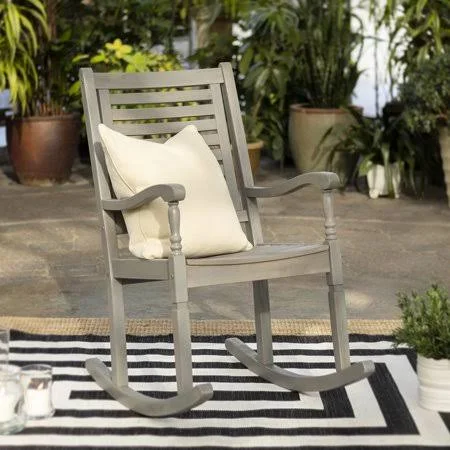 Manor Park Solid Wood Outdoor Patio Rocking Chair - Grey Wash, Size: 43 inch H x 23” Large x 35” W, Gray