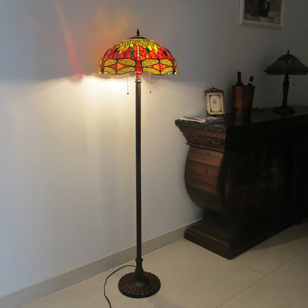 Chloe Lighting Empress Tiffany-style 2 Light Dragonfly Floor Lamp 18x22 Shade
