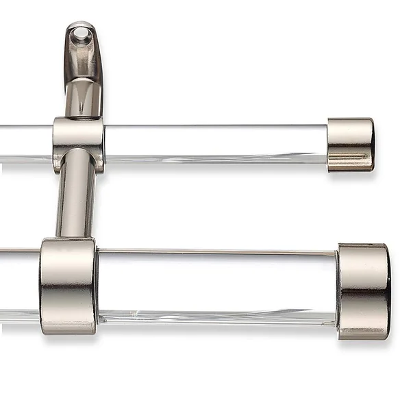 Cambria 7& Acrylic Double Curtain Rod Kit in Polished Nickel