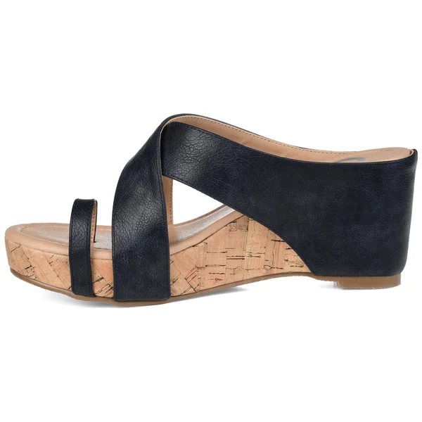 Journee Collection Women's Rayna Wedge Sandal Black 12