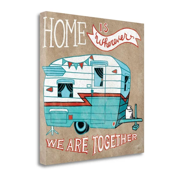 Tangletown Fine Art Adventure Love Camper Taupe by Mary Urban, Giclee Print on Gallery Wrap Canvas