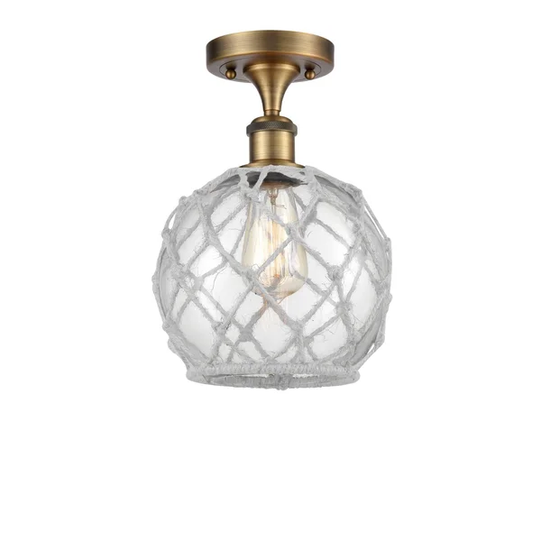 Innovations 516-1C-BB-G122-8RW Brushed Brass Farmhouse Rope 1 Light Semi-Flush Mount
