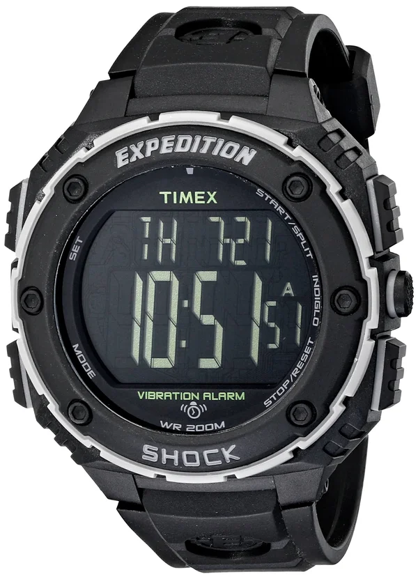 Timex Men's T49950 Expedition Shock XL Vibrating Alarm Black Resin Strap Watch