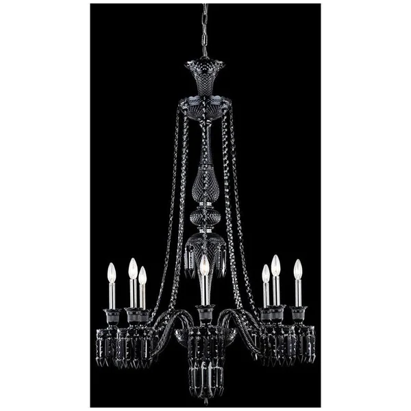 Majestic 8 Light Black Chandelier Jet (Black) Elegant Cut Crystal Elegant Lighting - 8908G53B-JT/EC
