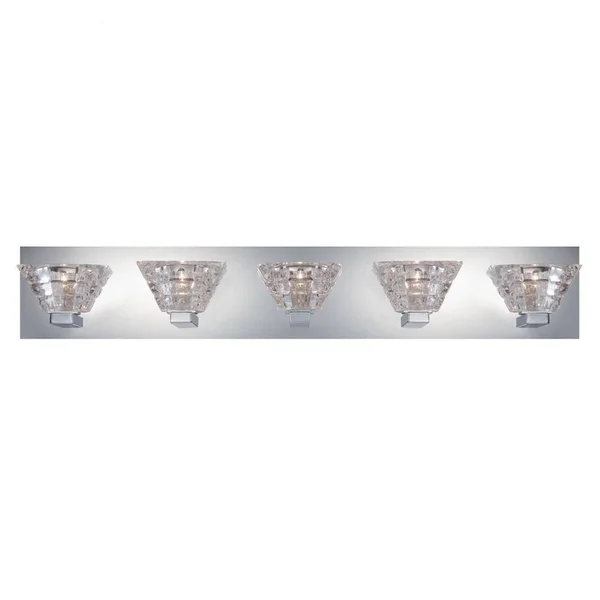 Transitional 5-Light Bathbar with Clear Crystal Glass - 5.25 x 31 Inches - Vanity & Bath Chrome Finish with Clear Glass - 79