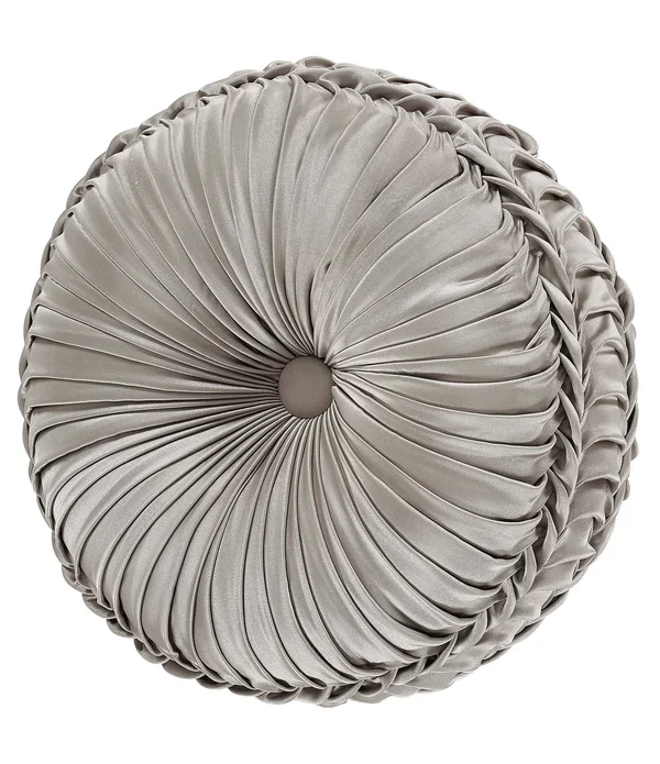 J Queen New York Desiree Tufted Round Decorative Throw Pillow - Silver