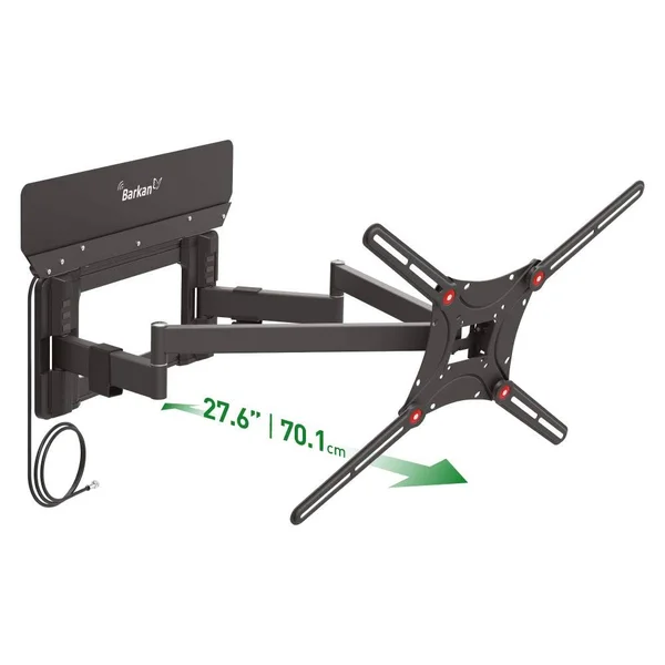 Barkan Full Motion TV Wall Mount 13 - 90 inch Integrated HDTV Antenna Patent, Black
