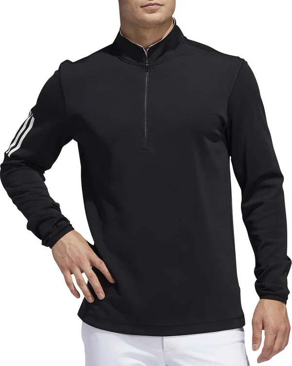 Adidas 3-Stripe Midweight Layering Sweatshirt (Medium) in Black