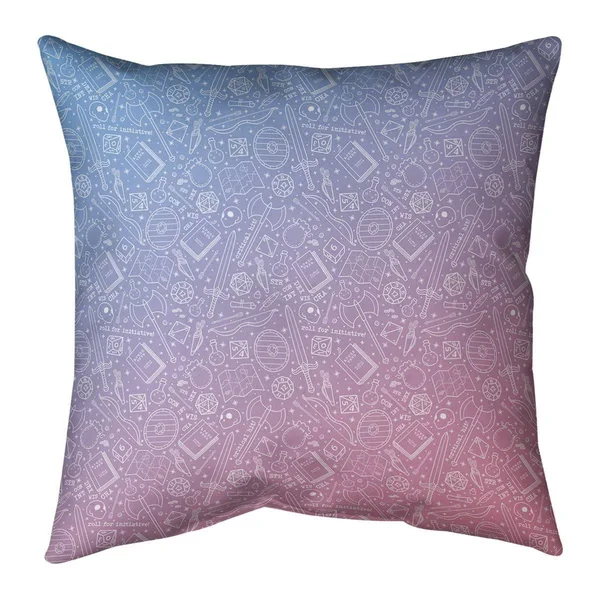 Ombre RPG Pattern with Blue Throw Pillow - 18 x 18 - Blue & Pink - Linen