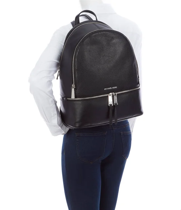 Michael Kors Rhea Large Leather Backpack Black One Size