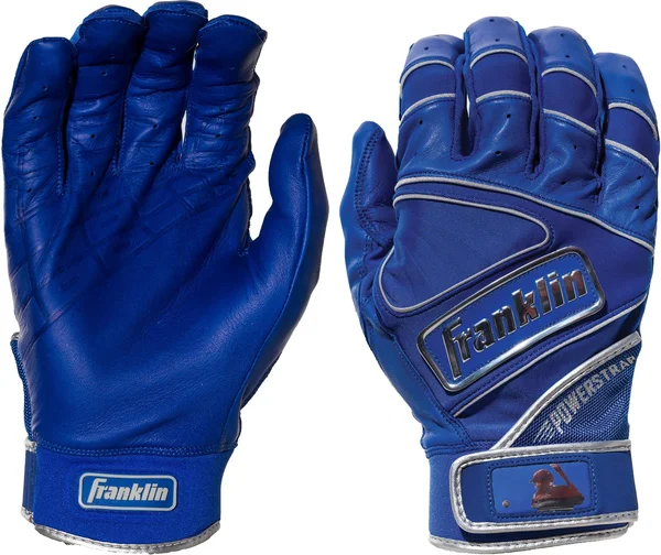 Franklin Powerstrap Chrome Adult Batting Gloves - Royal Large