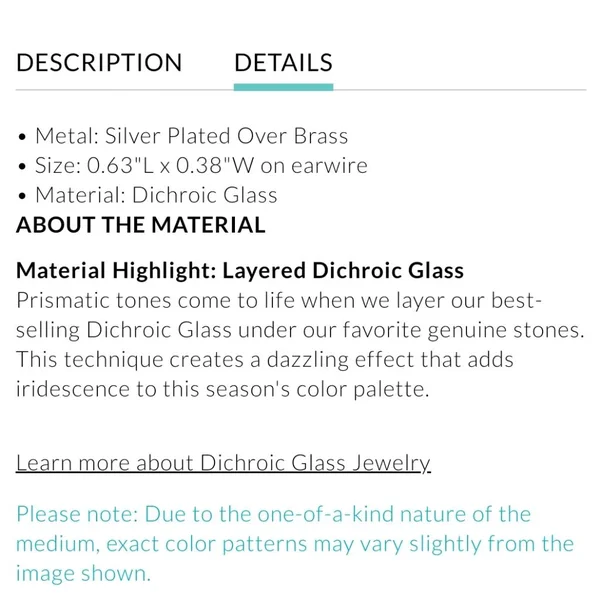 Kendra Scott Lee Silver Drop Earrings - Dichroic Glass