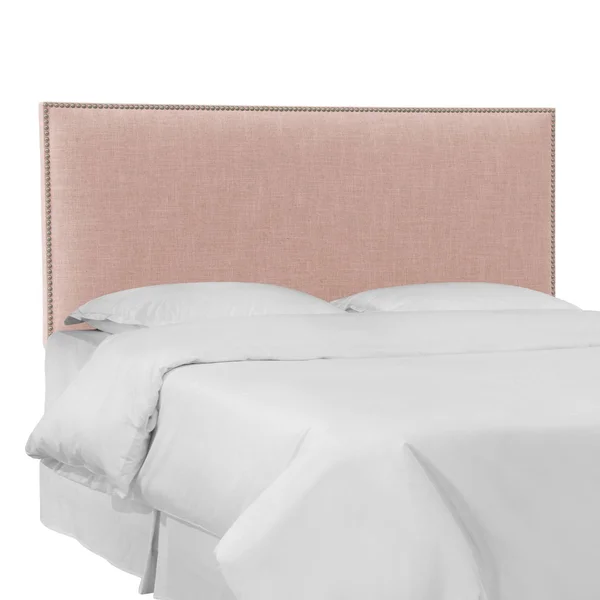 California King Bella Nail Button Border Headboard Rosequartz Linen with Pewter Nailbuttons - Skyline Furniture