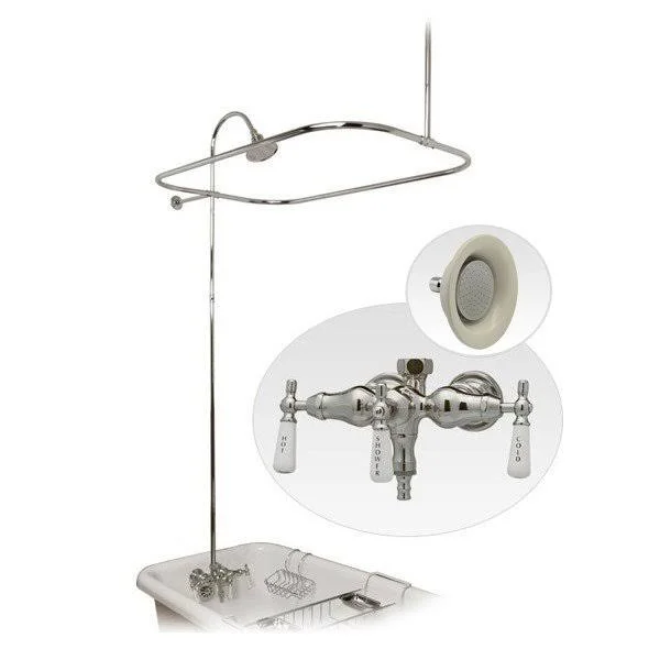 Randolph Morris 60 inch Tub Wall Mount Clawfoot Tub Shower Enclosure with Faucet and Sunflower Shower Head RM034S-60C Chrome