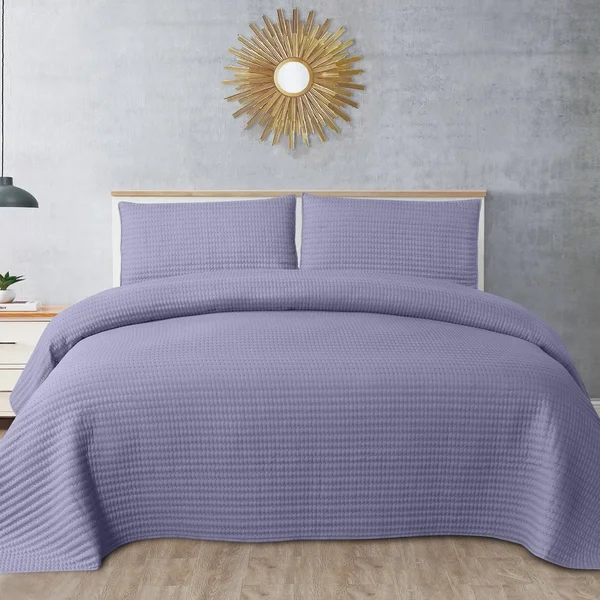 Kate Pick-Stitch Vintage Washed Quilt and Sham Set - Blue - 3 Piece - Queen