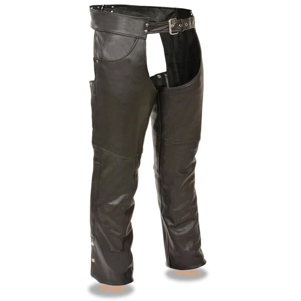 Milwaukee Leather Lkm5781 Mens Black Leather Classic Chaps with Jean Pockets - Black - 4X-Large