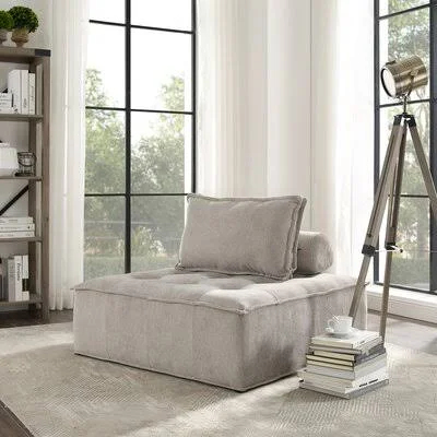 Kemmer 41.34x22 Wide Tufted Polyester Convertible Chair Lark Manor Fabric: Light Gray