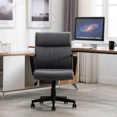Office Chair Spring Cushion Mid Back Executive Desk Fabric Chair with PP Arms Leather 360 Swivel Task Chair with Wheels Inbox Ze