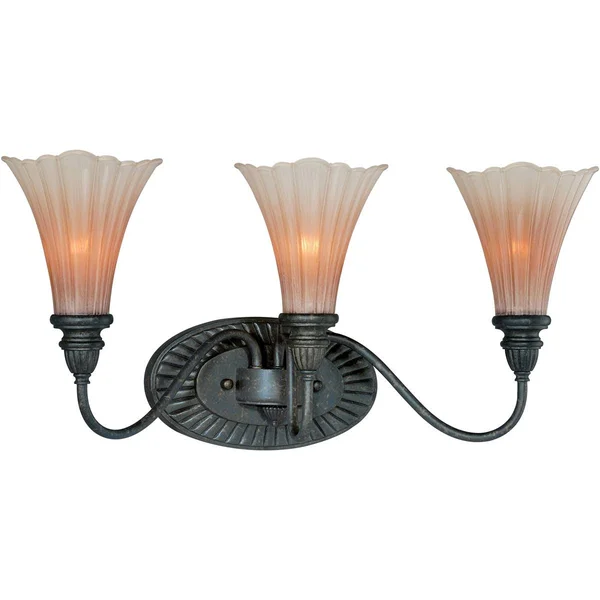 Bathroom Vanity 3 Light Fixtures with Walnut Patina Finish Steel Material Candelabra 22x22 180 Watts