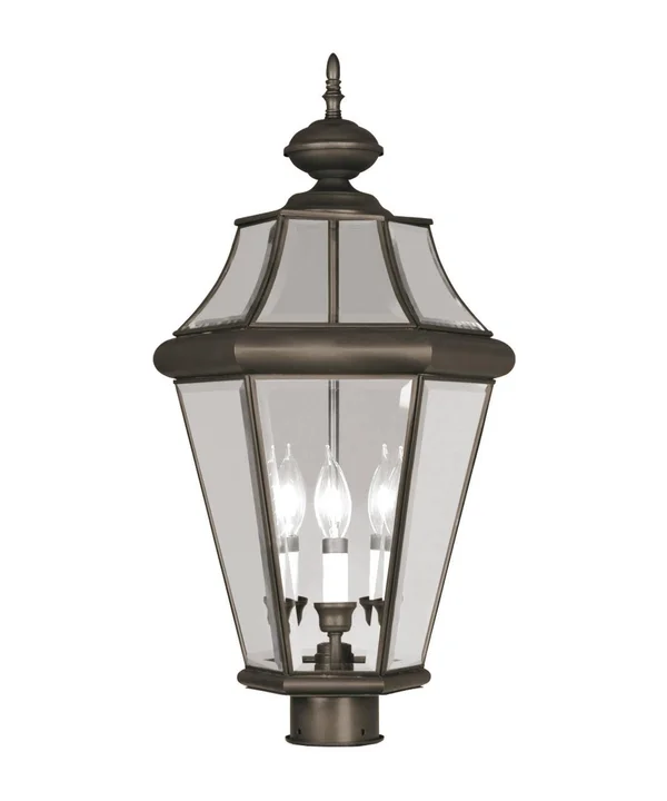 Livex Lighting Georgetown 3 Light Outdoor Post Lantern - Bronze 2364-07