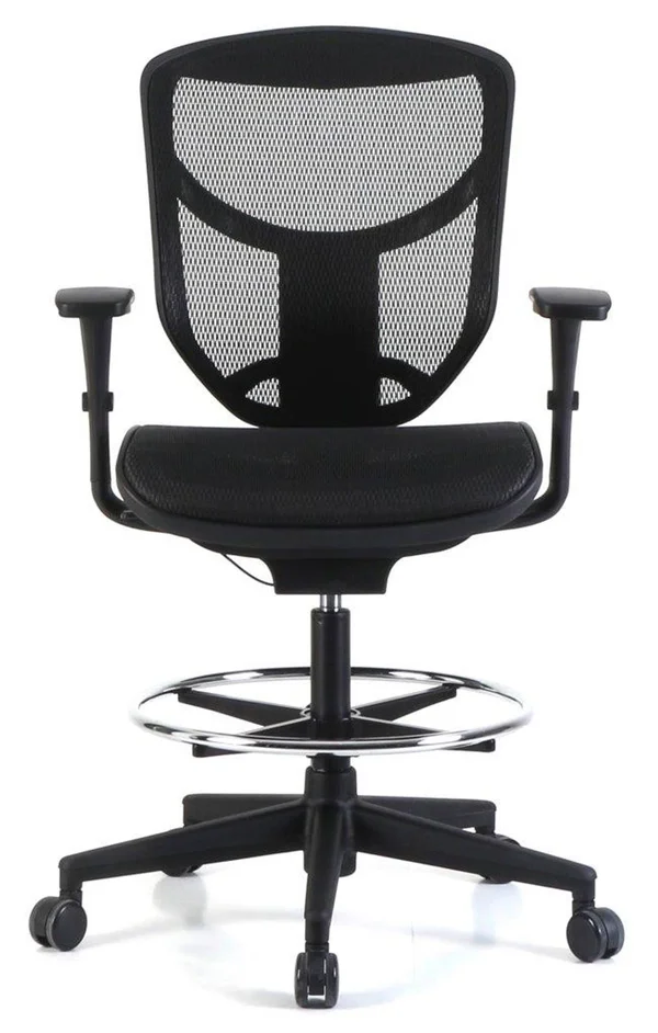 27.2x22 x 25.2x22 x 41.7x22 Black Mesh Extended Height Stool