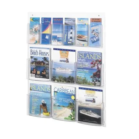 Safco 5668CL Clear Magazine Racks Clear2c 6 Magazine and 6 Pamphlet Display - Size: 28網 x 3 inchd x 23紿