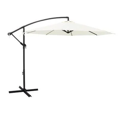 10 ft Cantilever Offset Outdoor Patio Umbrella with Cross Base Arlmont & Co. Fabric Color: Ivoy