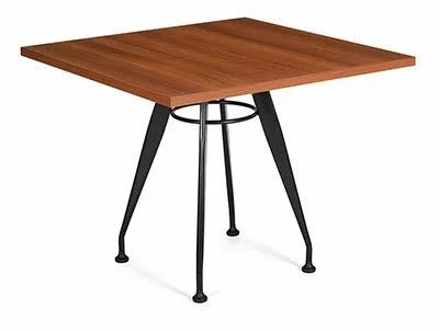 Square Table Global Total Office Size: 2& 6x22 Diameter - Base Finish: Tungsten (Metallic), Top Finish: Tiger Fruitwood