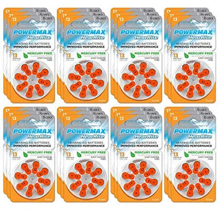 PowerMax USA Size 13 Hearing Aid Batteries, Orange Tab, Made in The USA, 192 Count