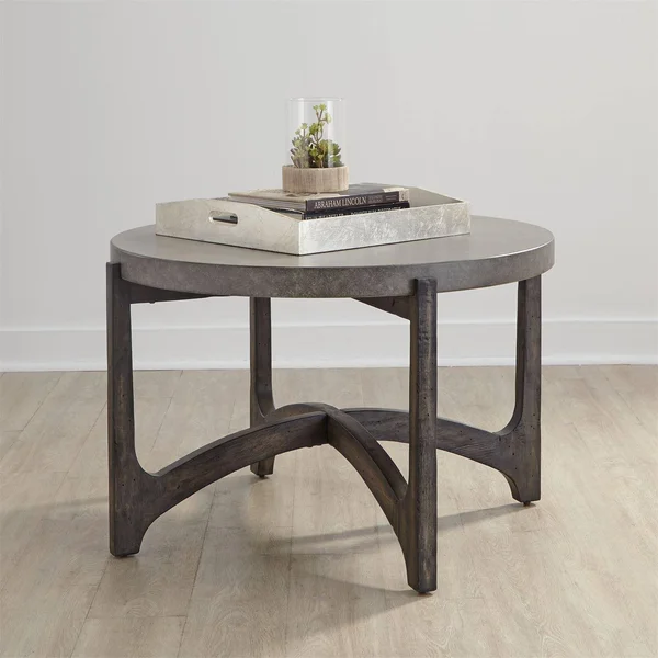 Liberty Furniture Cascade Wire Brush Rustic Brown Round Cocktail Table