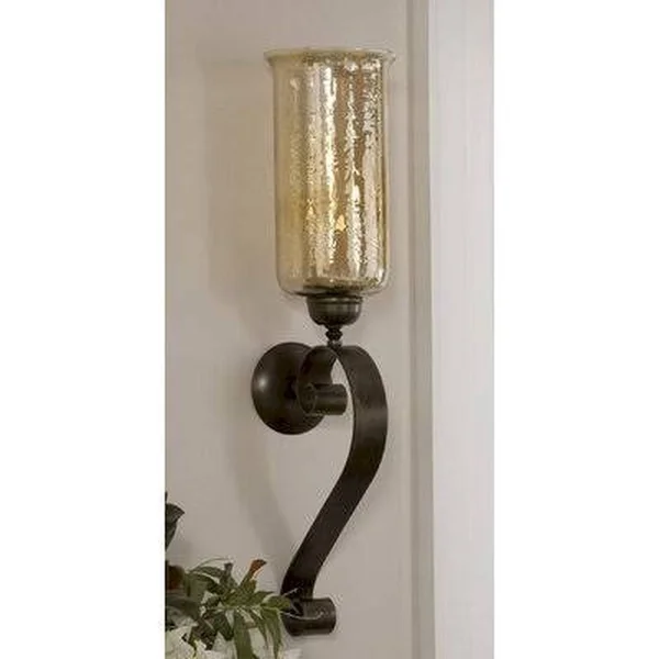 Tall Glass and Metal Wall Sconce