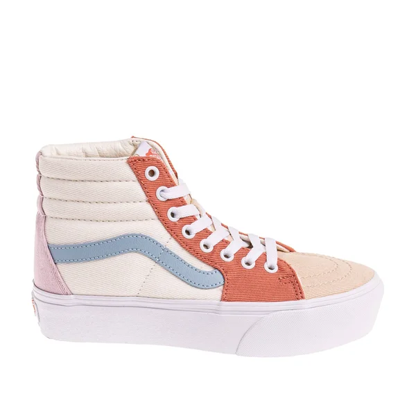 Vans Twill Sk8-Hi Platform 2.0 (Pastel Block/True White) 8.5 Men \x3d 10.0 Women