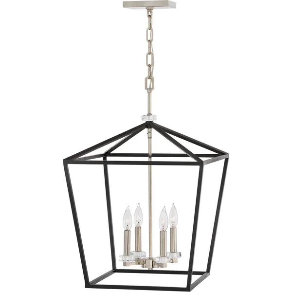 Chandeliers 4 Light Fixtures with Black Finish Steel Material Candelabra Bulb 18x22 240 Watts