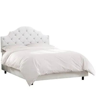 Tufted Notched Upholstered Standard Bed Wayfair Custom Upholstery Size: Queen - Color: Velvet White