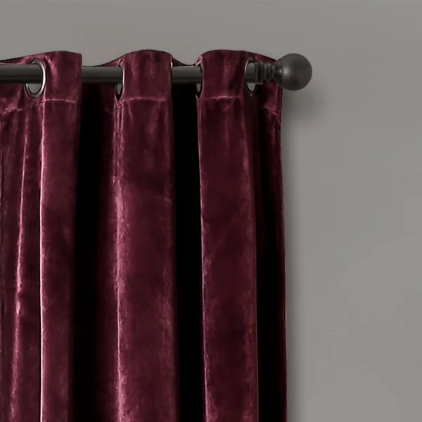 Prima Velvet Solid Room Darkening Window Curtain Panels Plum 38X95 Set