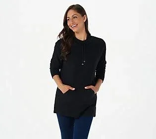 Isaac Mizrahi Live! Soho Funnel Neck Sweater with Pocket, Size 3X, Black