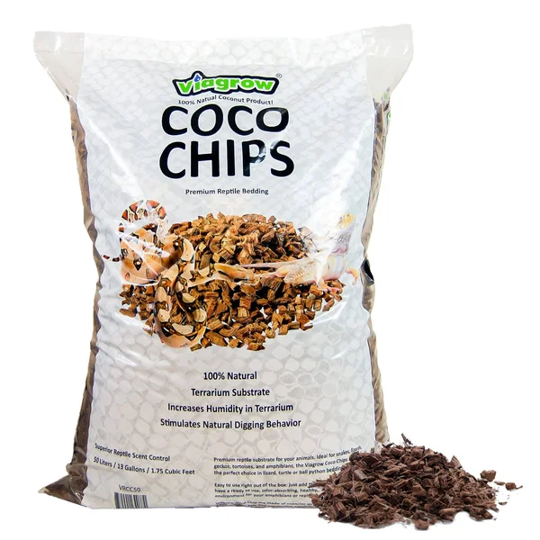 Viagrow VRCC50 VRCC Premium, Reptile Substrate, 50 Liters/ 52 Quarts, 13 Gallons, 1 Pack, Loose Coco Chips