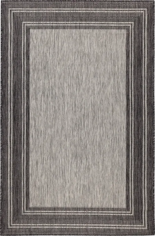 Liora Manne Carmel Multi Border Indoor/Outdoor Rug - Black 23x22 x 7&6x22 Runner