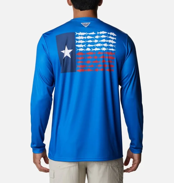 Columbia Men's Terminal Tackle PFG Fish Flag Long Sleeve Shirt - M - Blue