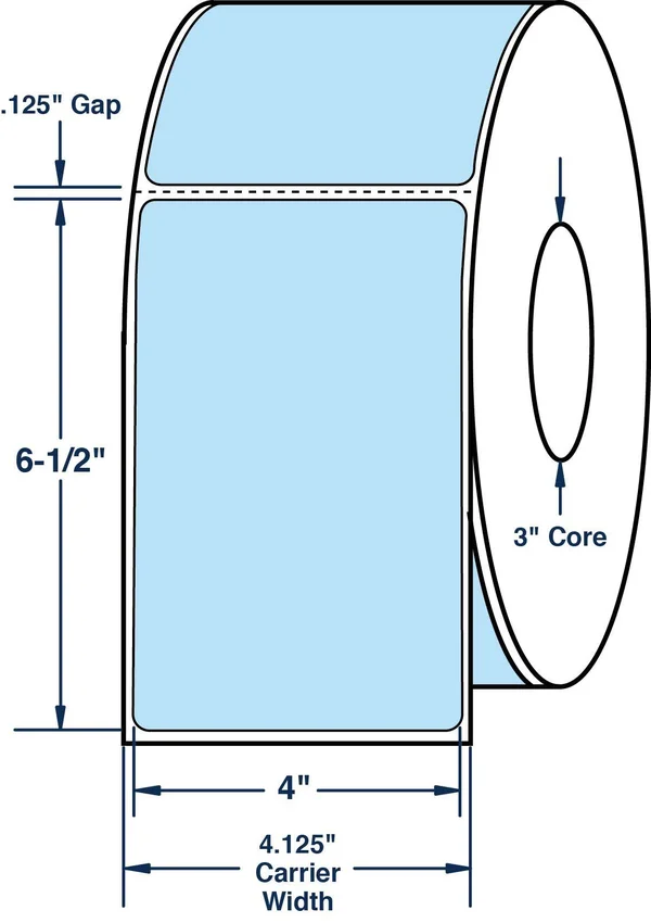 Compulabel 640517 4x22 x 6-1/2x22 Pastel Blue Thermal TRANSFER Labels