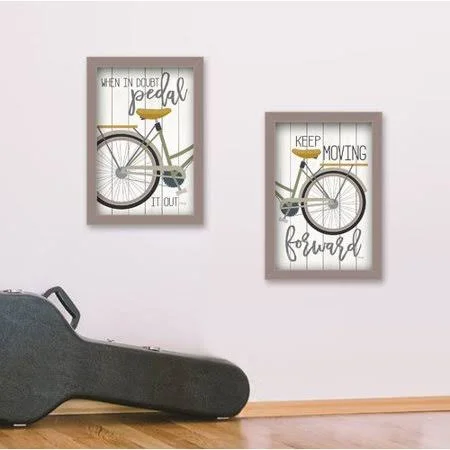 Winston Porter 'Pedal It Out' 2 Piece Framed Graphic Art Print Set - Size: 20 inch H x 14 inch W x 1 inch D, Beige