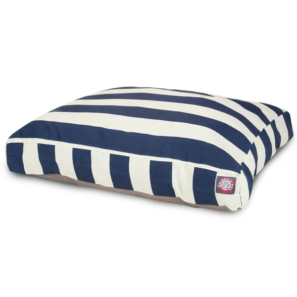 Majestic Pet Navy Blue Vertical Stripe Medium Rectangle Pet Bed